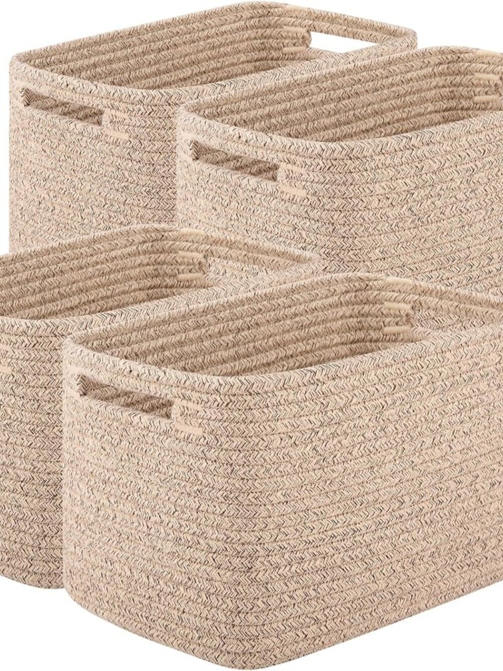 New 4Packs Natural Cotton Rope Storage Baskets for Organizing Toys, Clothes